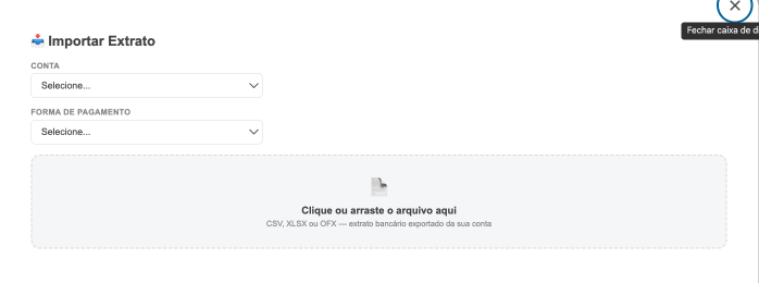 Tela de upload de extrato bancário do Meu Caixa Organizado