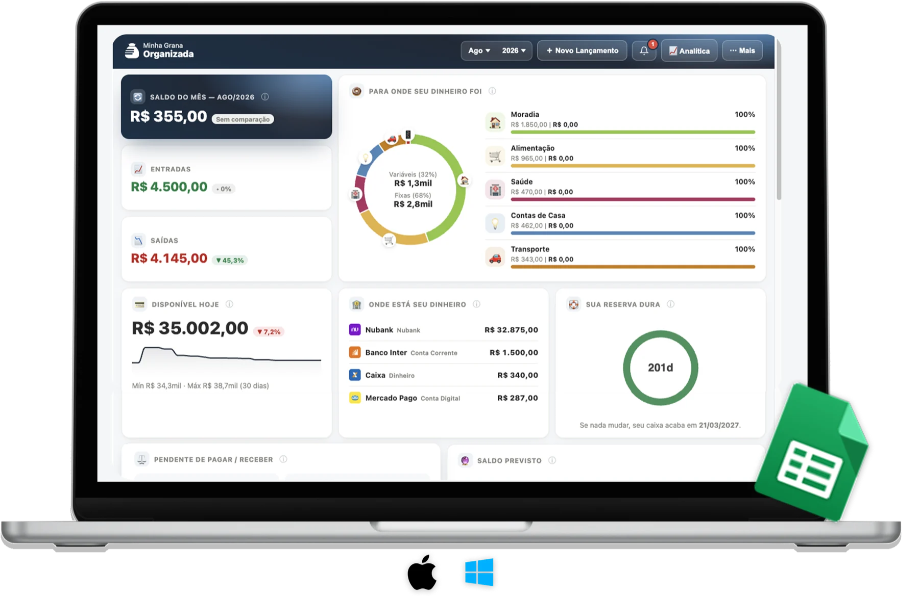 Minha Grana Organizada Dashboard